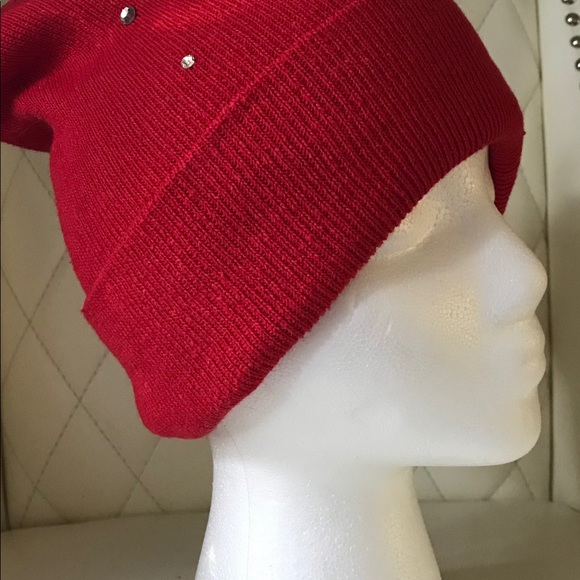 ❣️Beanie cap red with rhinestones - Picture 5 of 5